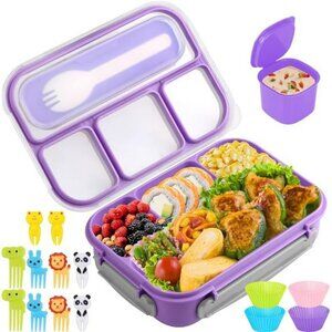 bento lunch box leakproof 4 compartment microwave safe food container for kids a